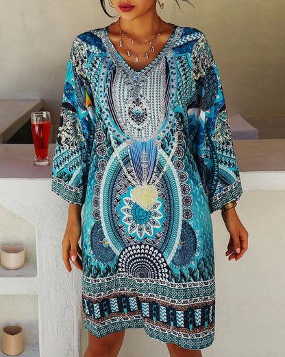 Emelia - Vibrant Bohemian Print Dress