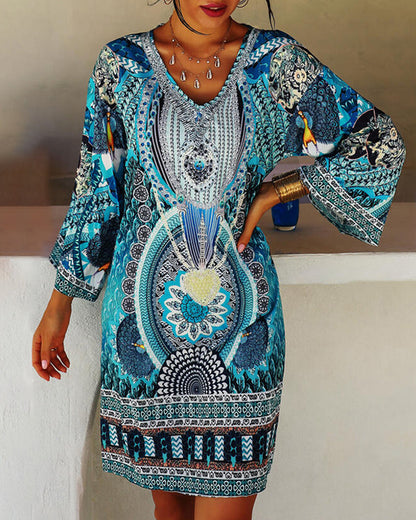 Emelia - Vibrant Bohemian Print Dress