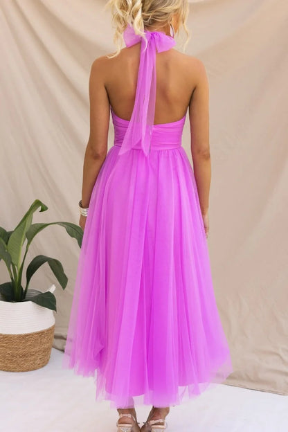 RILEY - Halter Tulle Midi Dress